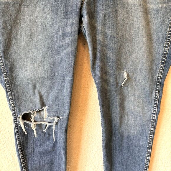 Madewell Jeans Distressed Size 34P 10" High Rise Skinny Blue Raw Hem - Picture 6 of 16